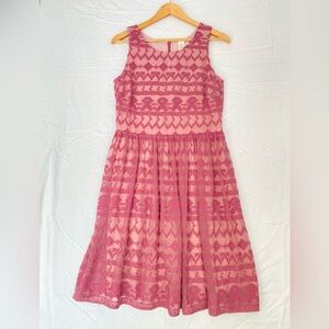 SUNDANCE In A Heartbeat Dusty Pink Lace Mesh Overlay Sleeveless Dress Sz 6